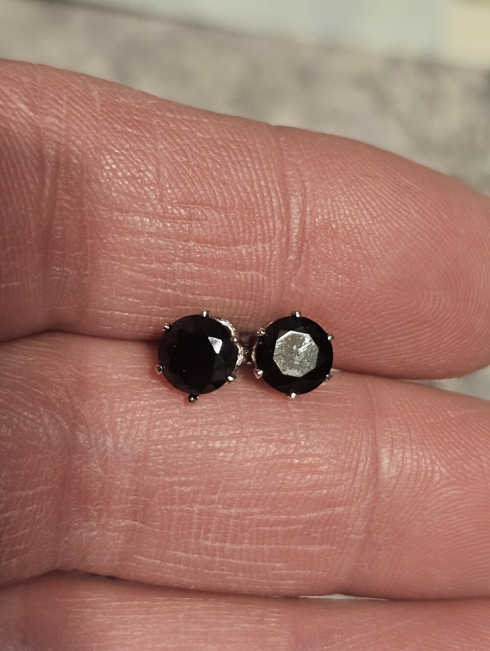 Sterling Silver Plated Black CZ Earring Studs